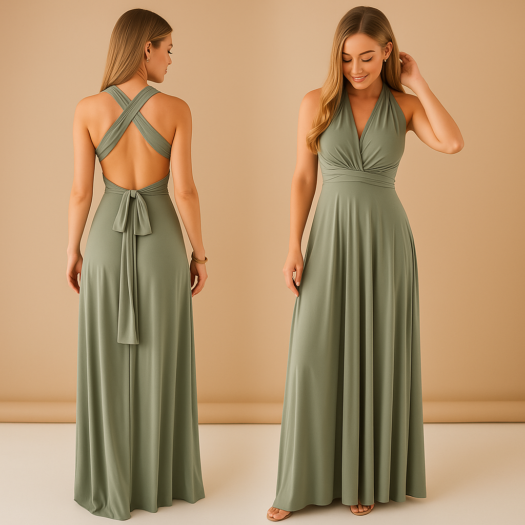 Variant image for Black Wrap Dress With Adjustable Straps and Pleated Waist | Mila-55