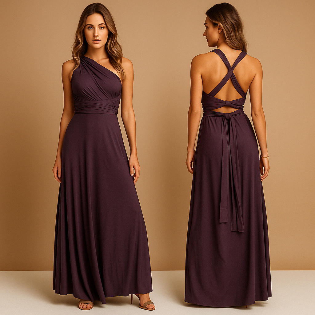 Variant image for Black Wrap Dress With Adjustable Straps and Pleated Waist | Mila-19