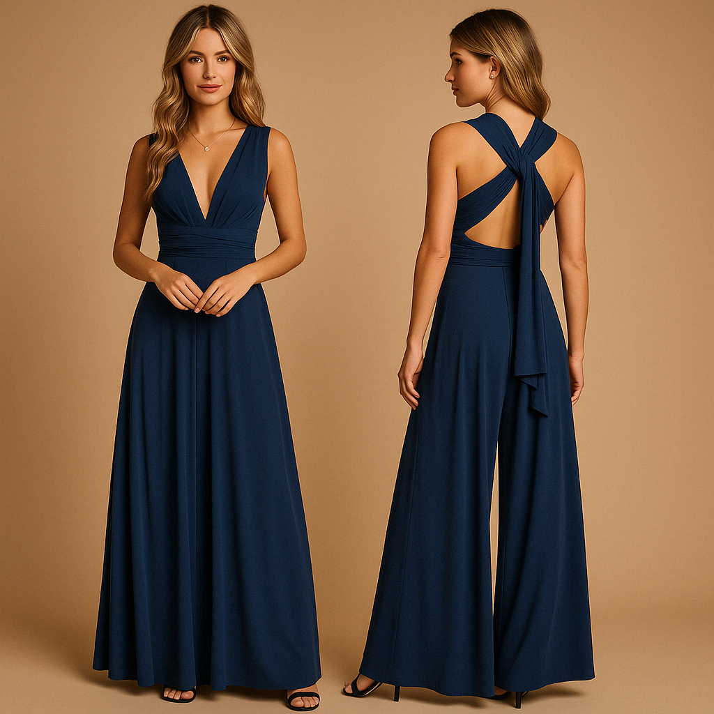 Black Wrap Dress With Adjustable Straps and Pleated Waist | Mila-5