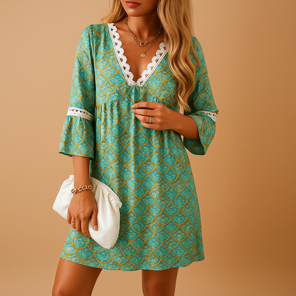 Variant image for Womens Summer Dress with Short Sleeves in Cheerful Prints | Lotte-13