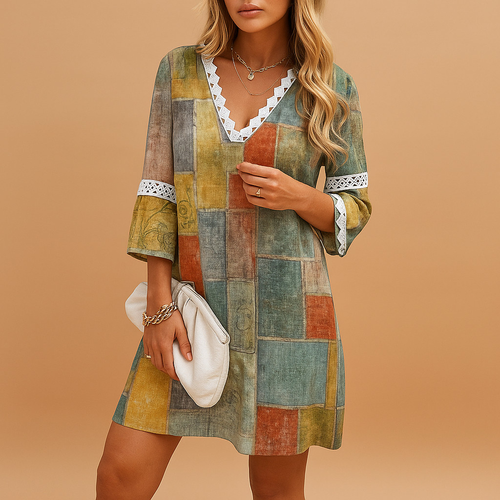 Womens Summer Dress with Short Sleeves in Cheerful Prints | Lotte-4
