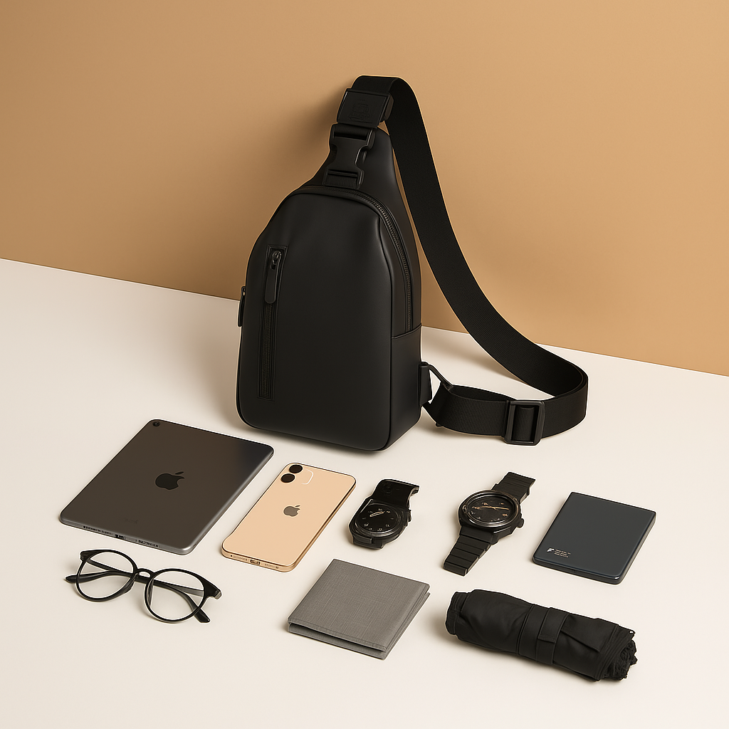 Men’s waterproof anti-theft crossbody bag with RFID protection and USB port—ideal for commuting and travel.