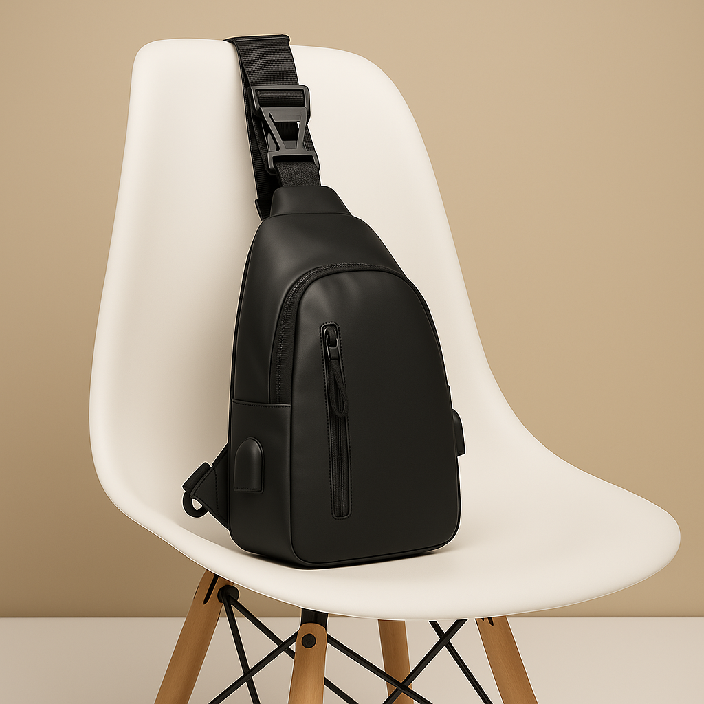 Men’s waterproof anti-theft crossbody bag with RFID protection and USB port—ideal for commuting and travel.
