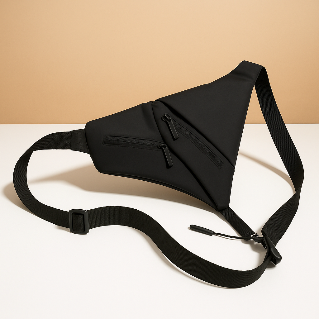 Anti-theft sling bag for men with waterproof nylon fabric, quick-release buckle, and hidden security pocket—ideal for travel and urban exploration.