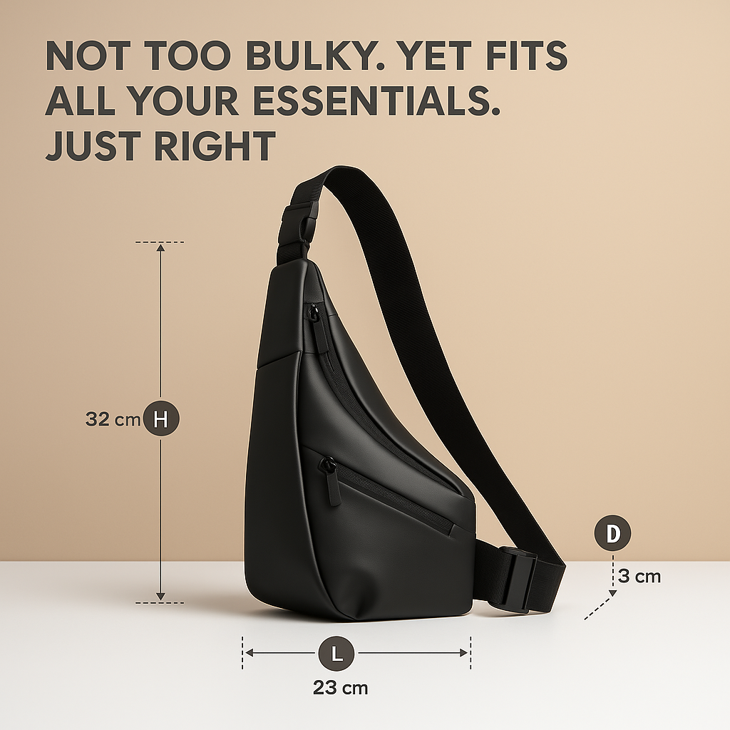 Anti-theft sling bag for men with waterproof nylon fabric, quick-release buckle, and hidden security pocket—ideal for travel and urban exploration.