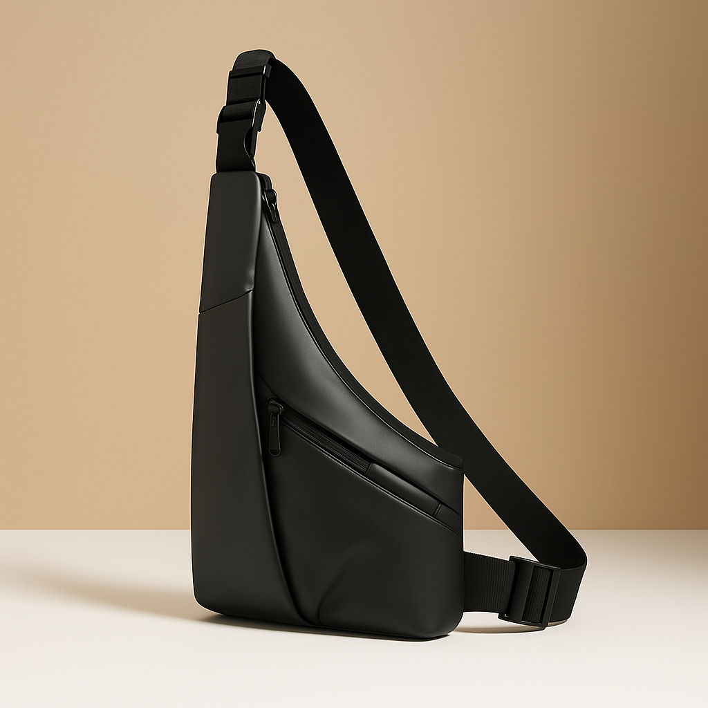 Anti-theft sling bag for men with waterproof nylon fabric, quick-release buckle, and hidden security pocket—ideal for travel and urban exploration.