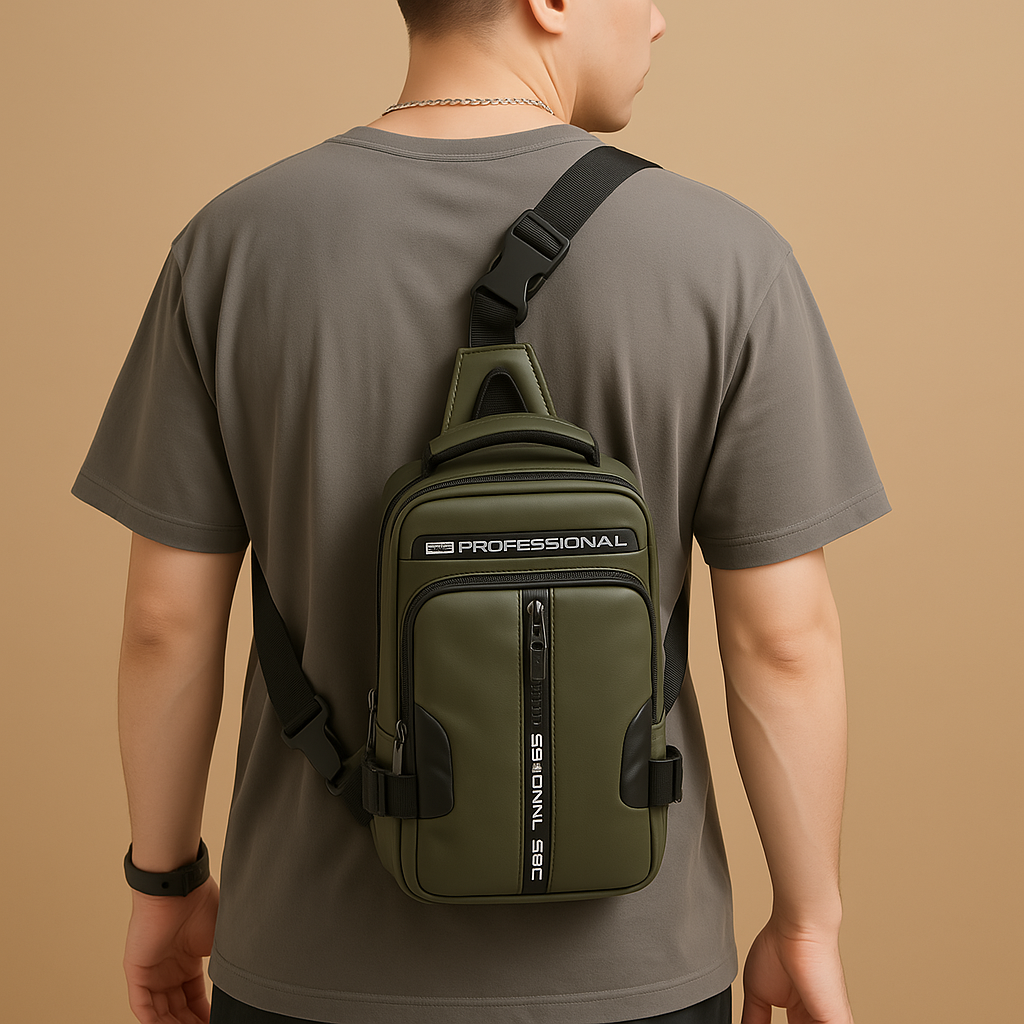 Men’s anti-theft crossbody bag with hidden compartments, water-resistant PU leather, and sleek compact design for daily use