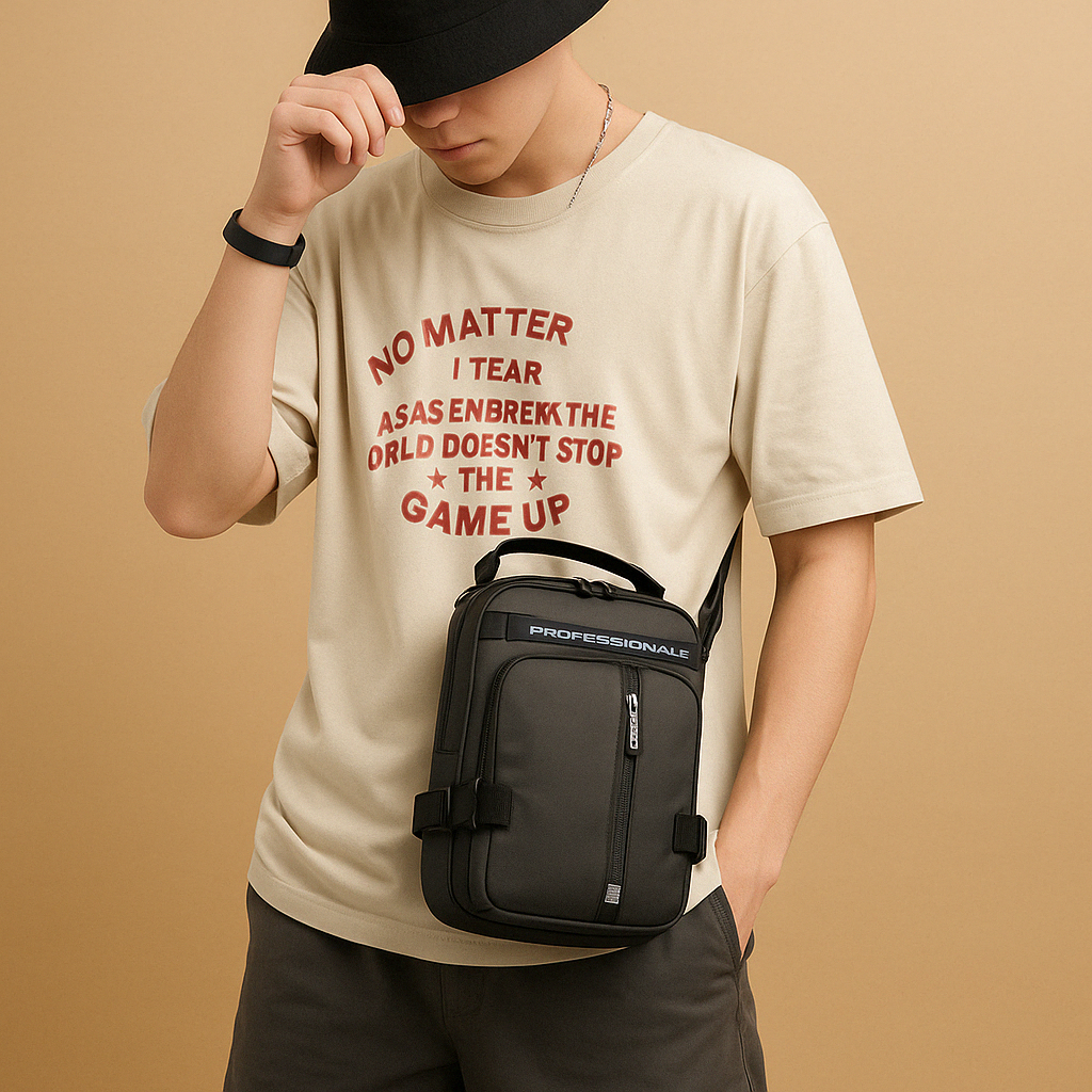 Men’s anti-theft crossbody bag with hidden compartments, water-resistant PU leather, and sleek compact design for daily use