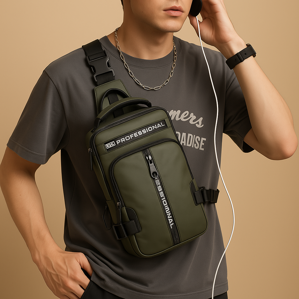 Men’s anti-theft crossbody bag with hidden compartments, water-resistant PU leather, and sleek compact design for daily use