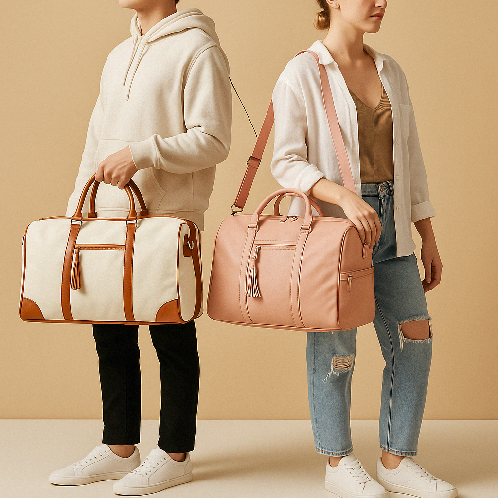 Women’s convertible garment travel bag with duffle design, water-resistant material, and wrinkle-free storage for stylish trips