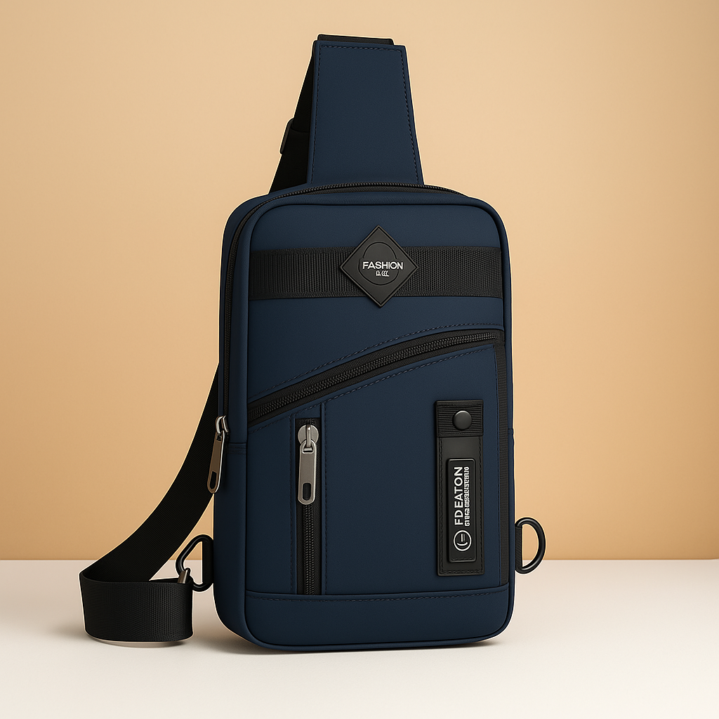 Men’s large messenger bag with waterproof and anti-theft compartments, ideal for professional and everyday use.