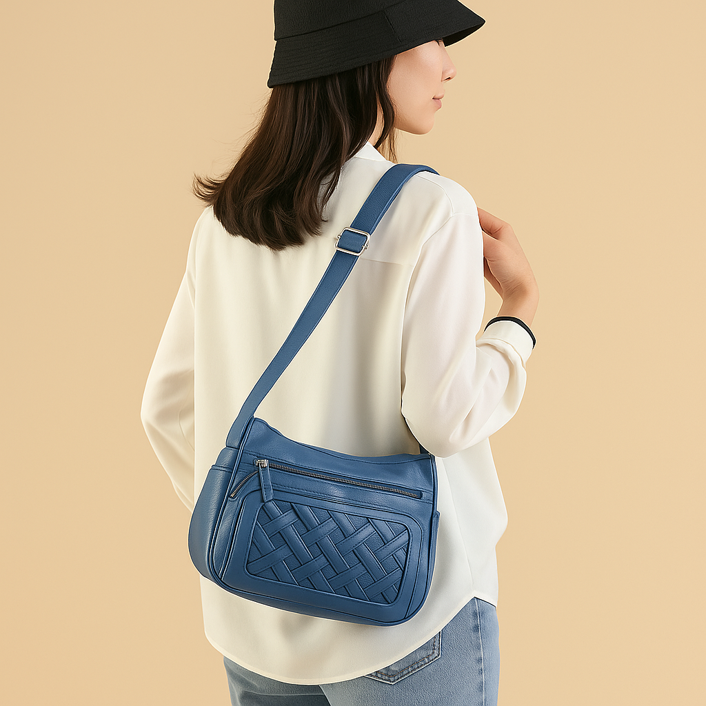 Women’s luxury crossbody bag with anti-theft features, hidden back pocket, and zip compartments, perfect for travel and daily use.