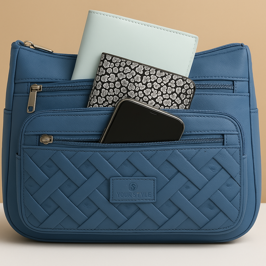 Women’s luxury crossbody bag with anti-theft features, hidden back pocket, and zip compartments, perfect for travel and daily use.