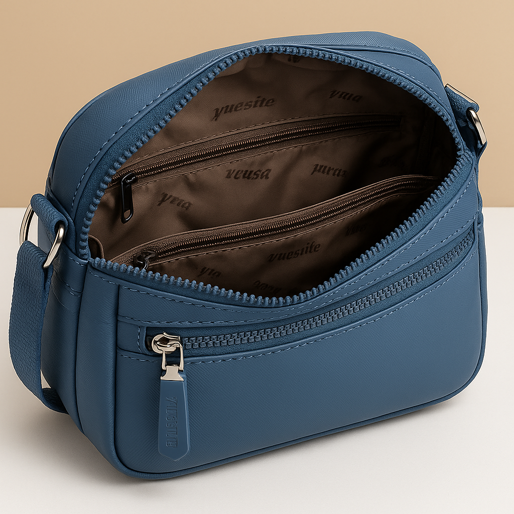 Women’s luxury crossbody bag with anti-theft features, hidden back pocket, and zip compartments, perfect for travel and daily use.
