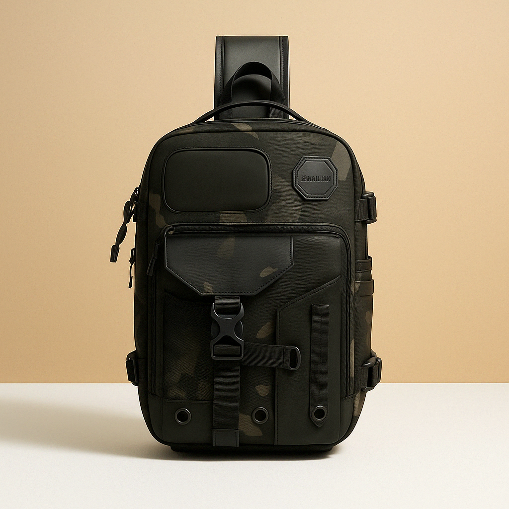 Men’s tactical sling bag with anti-theft pockets, shockproof exterior, and adjustable padded strap for comfortable and secure everyday travel.