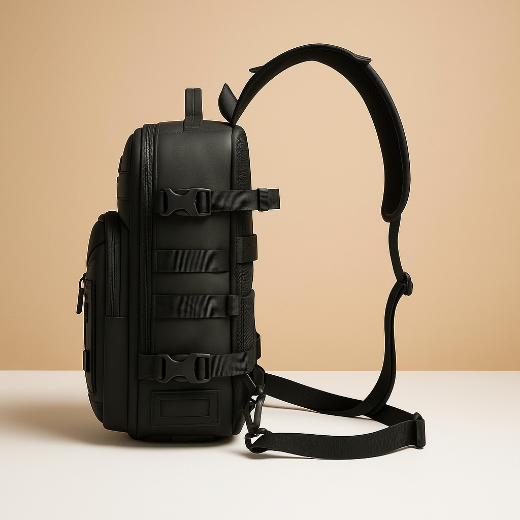 Men’s tactical sling bag with anti-theft pockets, shockproof exterior, and adjustable padded strap for comfortable and secure everyday travel.