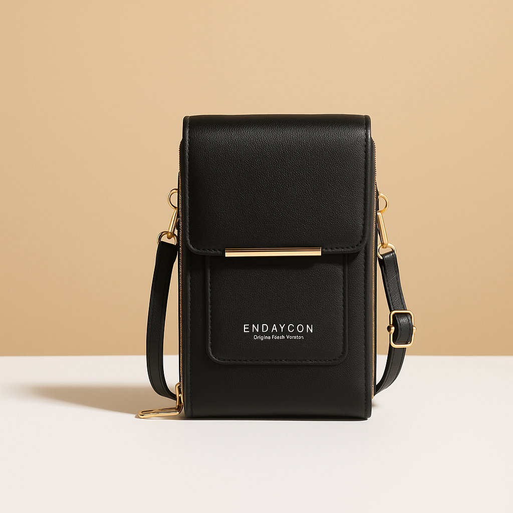 Women’s anti-theft leather shoulder bag with RFID protection and touchscreen phone pocket, ideal for travel and everyday use.