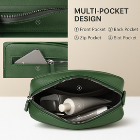 Women’s chic leather crossbody bag in PU with zippered compartments and water-resistant finish, perfect for elegant everyday wear.