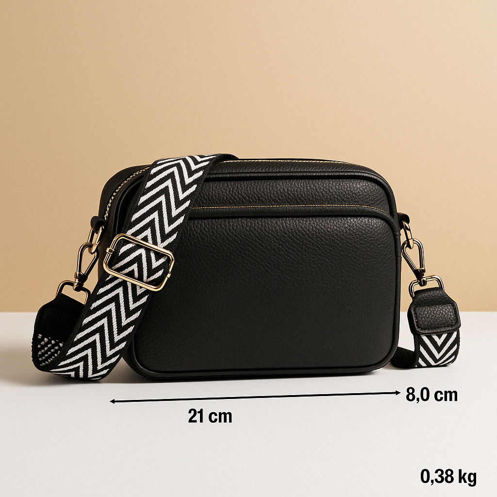 Women’s chic leather crossbody bag in PU with zippered compartments and water-resistant finish, perfect for elegant everyday wear.