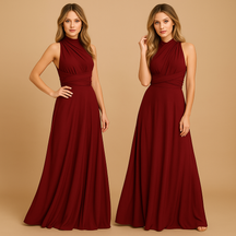 Variant image for Black Wrap Dress With Adjustable Straps and Pleated Waist | Mila-13