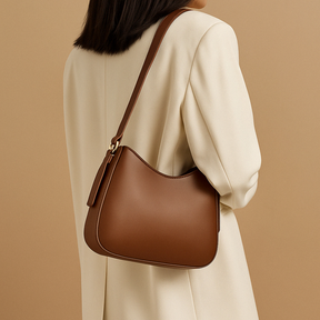 Minimalist crossbody bag for women in brown, blue, yellow, cream white, and rose red with elegant, lightweight design for daily wear.