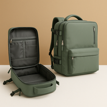 Women’s anti-theft travel backpack with wet compartment, padded straps, and 180-degree opening, ideal for vacations and daily use