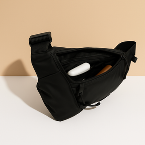 Anti-theft sling bag for men with waterproof nylon fabric, quick-release buckle, and hidden security pocket—ideal for travel and urban exploration.