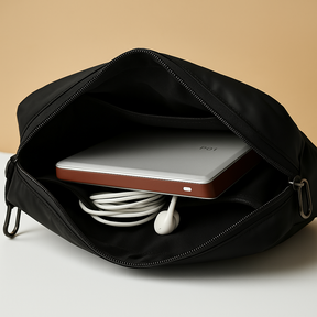 Anti-theft sling bag for men with waterproof nylon fabric, quick-release buckle, and hidden security pocket—ideal for travel and urban exploration.
