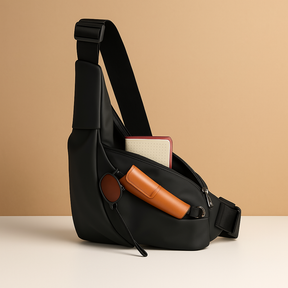 Anti-theft sling bag for men with waterproof nylon fabric, quick-release buckle, and hidden security pocket—ideal for travel and urban exploration.