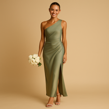 Asymmetrical Evening Dress with Split for Women | Delphine-1