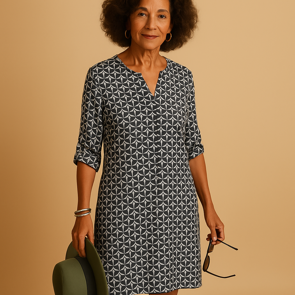 Women's Summer Dress with V-Neck and Half Sleeves | Emma-2