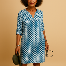 Women's Summer Dress with V-Neck and Half Sleeves | Emma-3