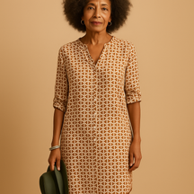 Women's Summer Dress with V-Neck and Half Sleeves | Emma-4