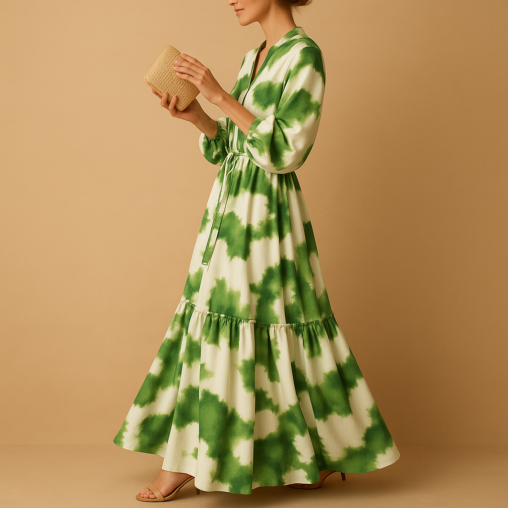 Long Sleeve Maxi Dress with V-Neck for Formal Events | Amelia-2