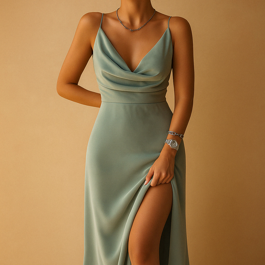 Elegant V-Neck Maxi Dress for Formal Occasions | Yara-1