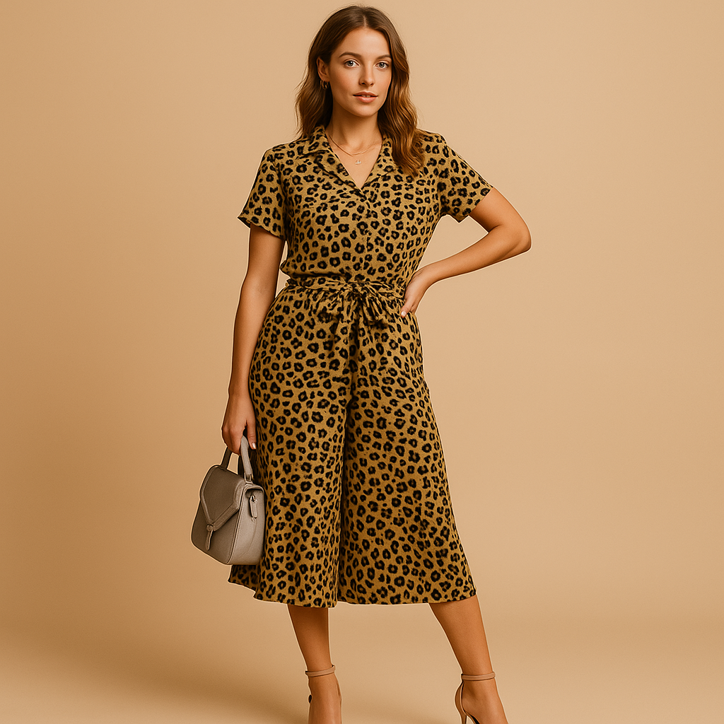 Midi Dress for Women with Short Sleeves, Elegant Fit | Clara-2