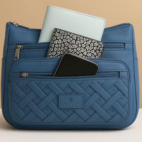 Women’s luxury crossbody bag with anti-theft features, hidden back pocket, and zip compartments, perfect for travel and daily use.