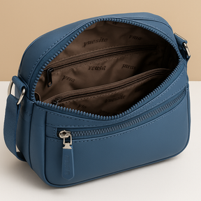 Women’s luxury crossbody bag with anti-theft features, hidden back pocket, and zip compartments, perfect for travel and daily use.