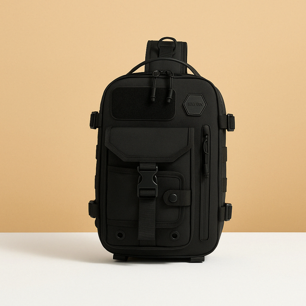 Men’s tactical anti-theft sling bag with waterproof zippers, durable design, and crossbody straps for travel, city, or commute.