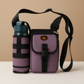 Men’s crossbody bag with water bottle holder, anti-theft rear pocket, and adjustable strap for travel, commuting, or outdoor use.