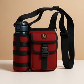 Men’s crossbody bag with water bottle holder, anti-theft rear pocket, and adjustable strap for travel, commuting, or outdoor use.