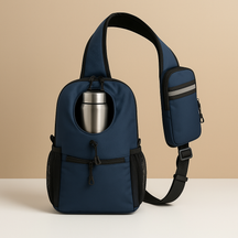 Men’s water-resistant crossbody travel bag with breathable strap, multiple compartments, and bottle holder—ideal for daily and outdoor adventures.