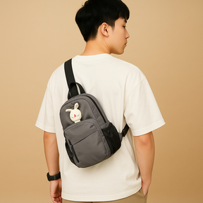 Men’s water-resistant crossbody travel bag with breathable strap, multiple compartments, and bottle holder—ideal for daily and outdoor adventures.