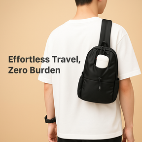 Men’s water-resistant crossbody travel bag with breathable strap, multiple compartments, and bottle holder—ideal for daily and outdoor adventures.